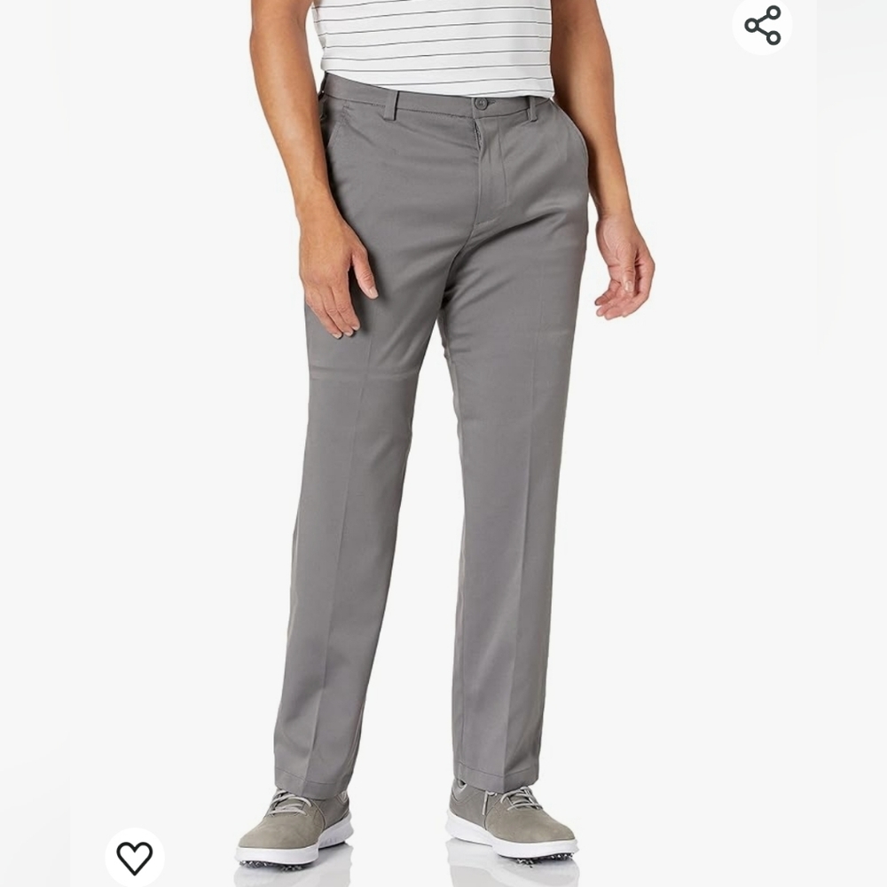 New‎ Amazon Essentials Golf classic fit flat-front Gray pants 36x30